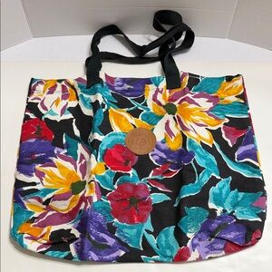 Colorful Floral Canvas Tote Bag